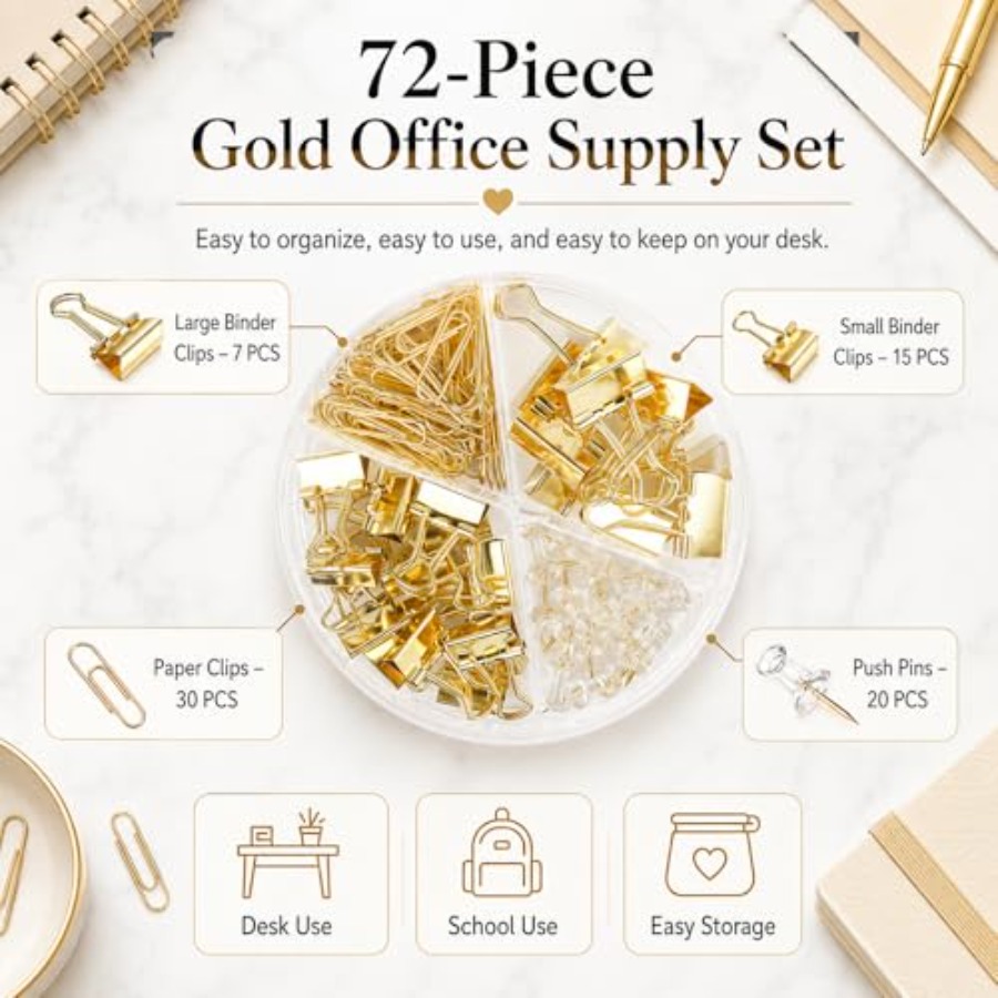 Juego de sujetapapeles y clips - Binder Clip Assorted reseña y precio